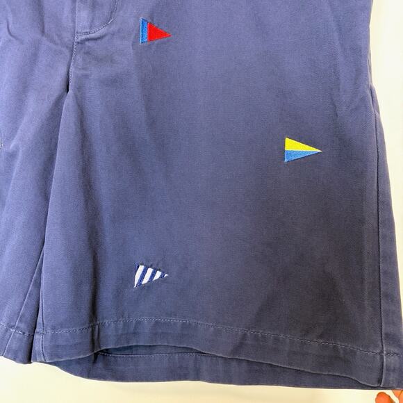 Vineyard Vines Mens Club Shorts 38 Burgee Flag Chino Navy Embroidered Coastal - Picture 6 of 11